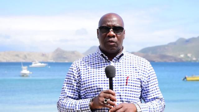 Minister of Communication and Works on Nevis Hon. Alexis Jeffers at the proposed site of a new water taxi pier at Jones Estate on Oualie Beach on April 25, 2017